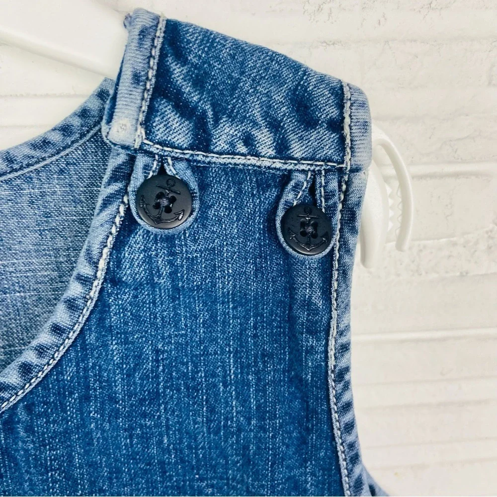 RALPH LAUREN denim jean sleeveless cotton nautical embroidered anchor dress SZ 6